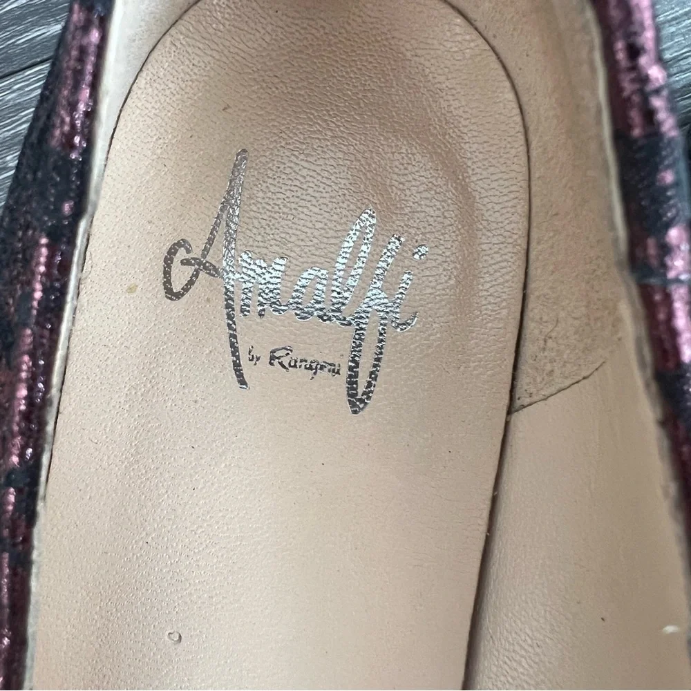 Amalfi by Rangoni Pointed-Toe Dress Loafers with Metallic Burgundy Made in Italy